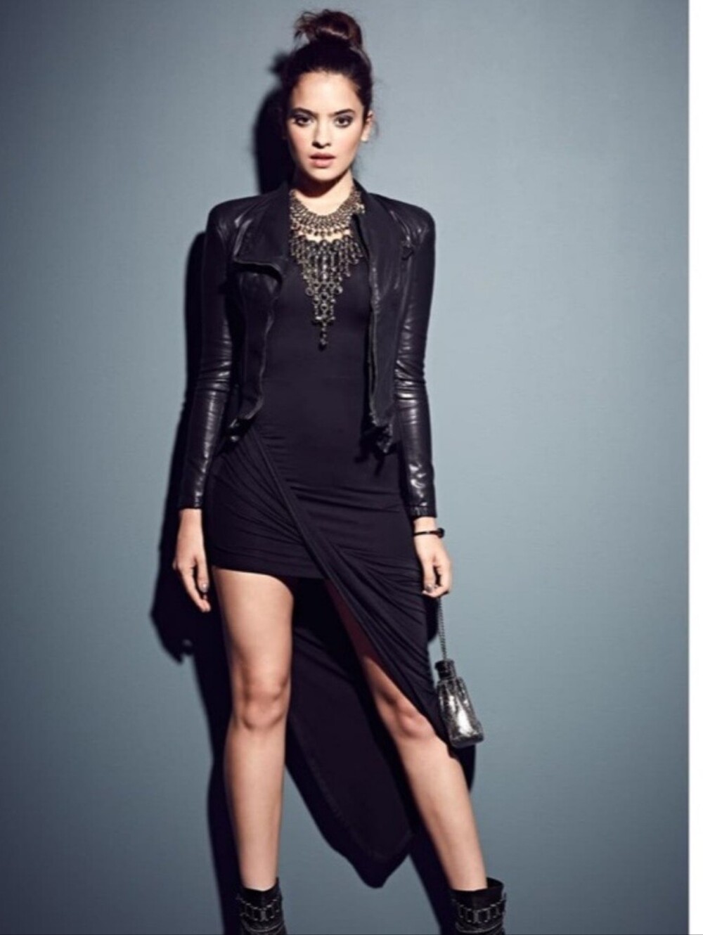 $118 ASTR Twist Wrap Asymmetrical Body-Con Dress SZ XS Black